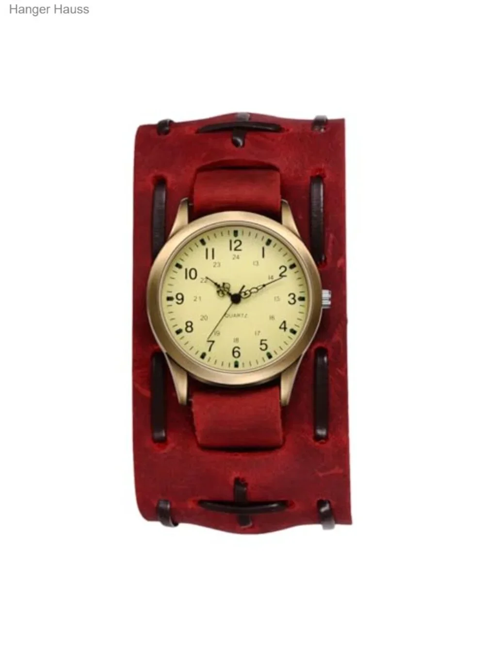 Vintage Leather Cuff Watch Punk Analog Quartz